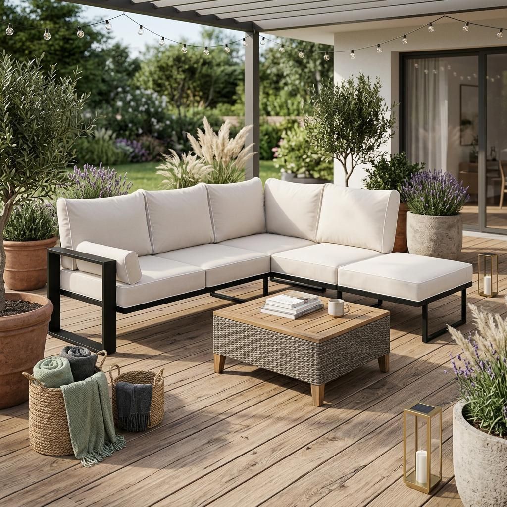 BEAUTYSOFA | VERDINO Gartenecke Beige 2R2 Offen – Garten Produktbild 