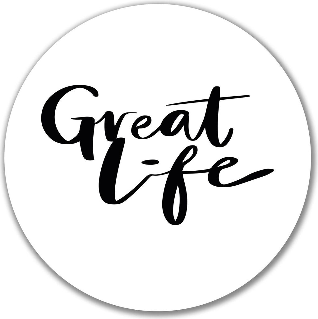 Huuraa Aufkleber Great Life Schriftzug 10cm rund Sticker Geschenkidee