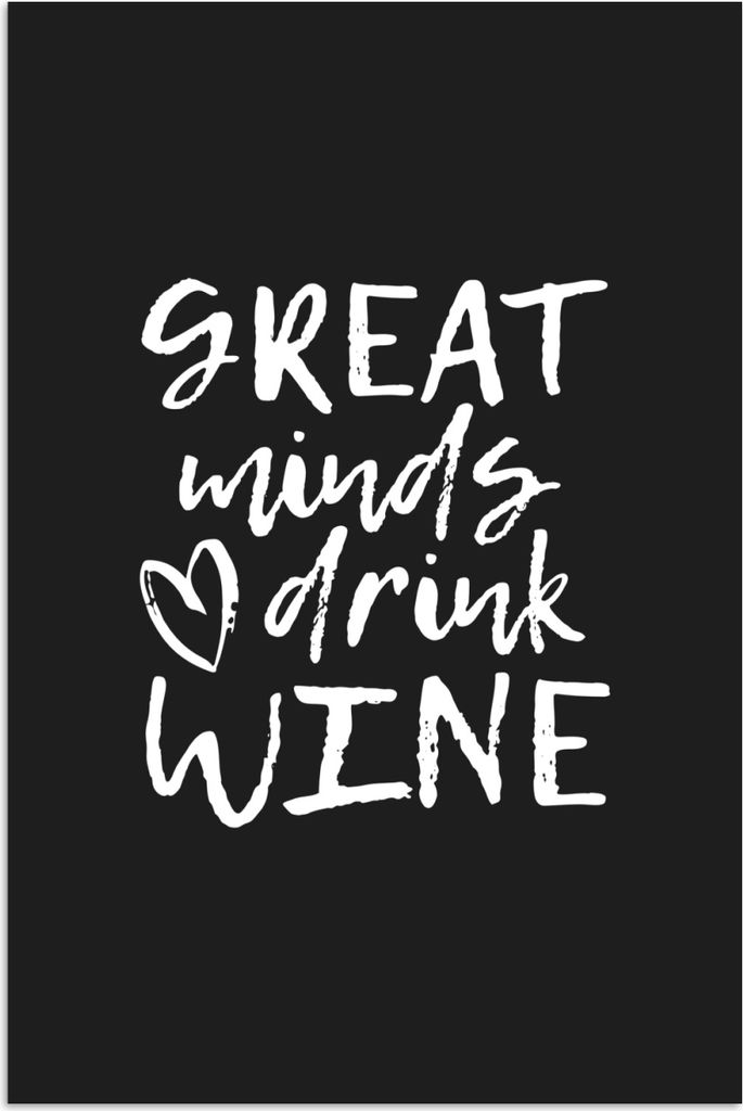 MuchoWow Poster Weintext - große Geister trinken Wein - Sprüche 60x90 cm - Wanddekoration