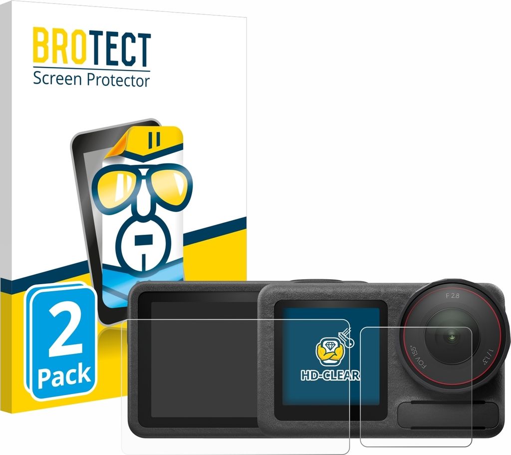 2x Für DJI Osmo Action 5 Pro Schutzfolie BROTECT Displayschutz Display Schutz Folie Klar Transparent