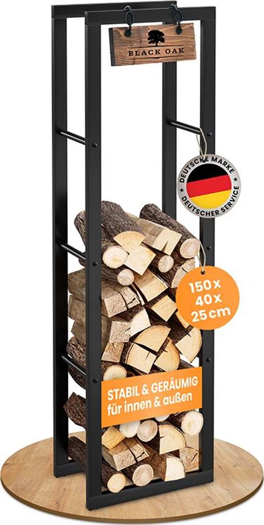 BLACK OAK Kaminholzregal JACK 150×40×25cm – Stahl schwarz Produktbild 