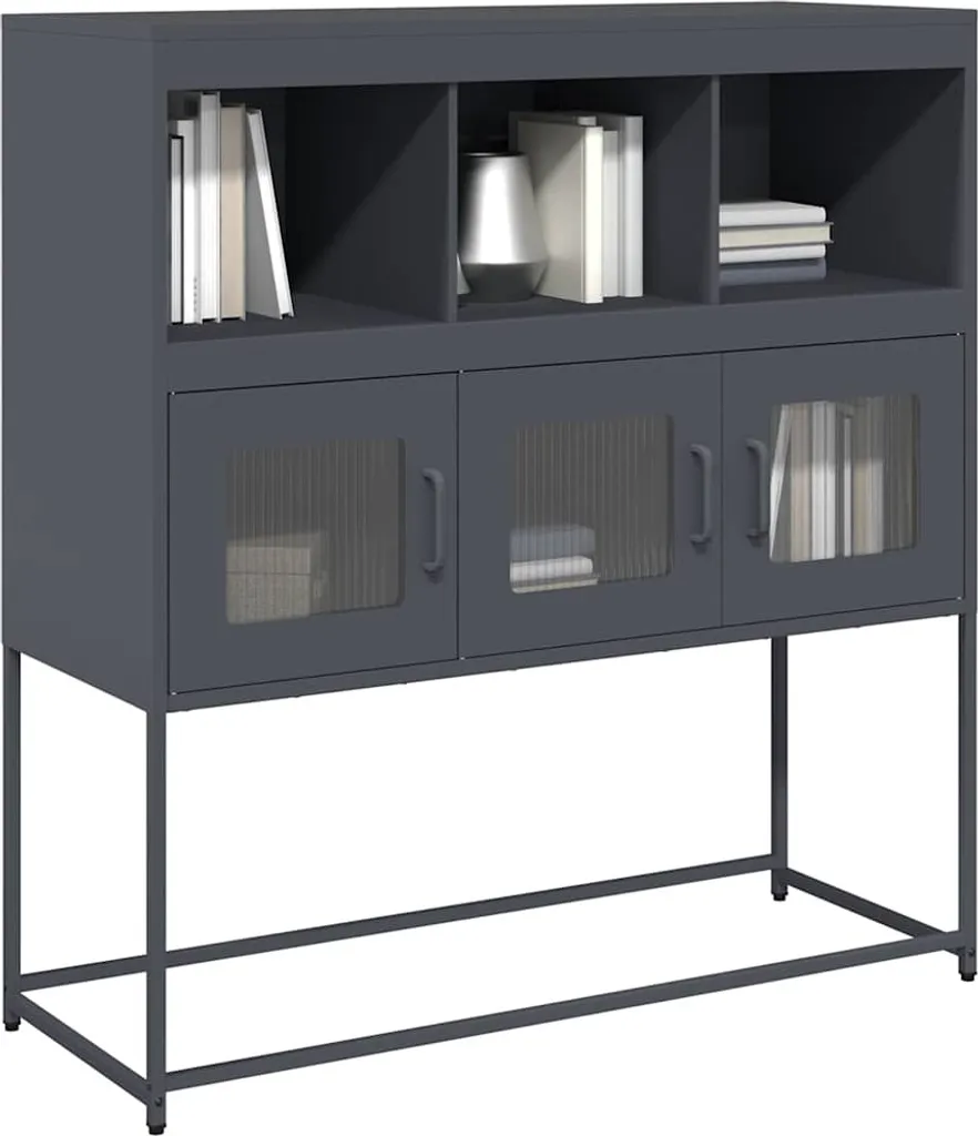 vidaXL Credenza antracite 100,5x39x107 cm Acciaio laminato a freddo
