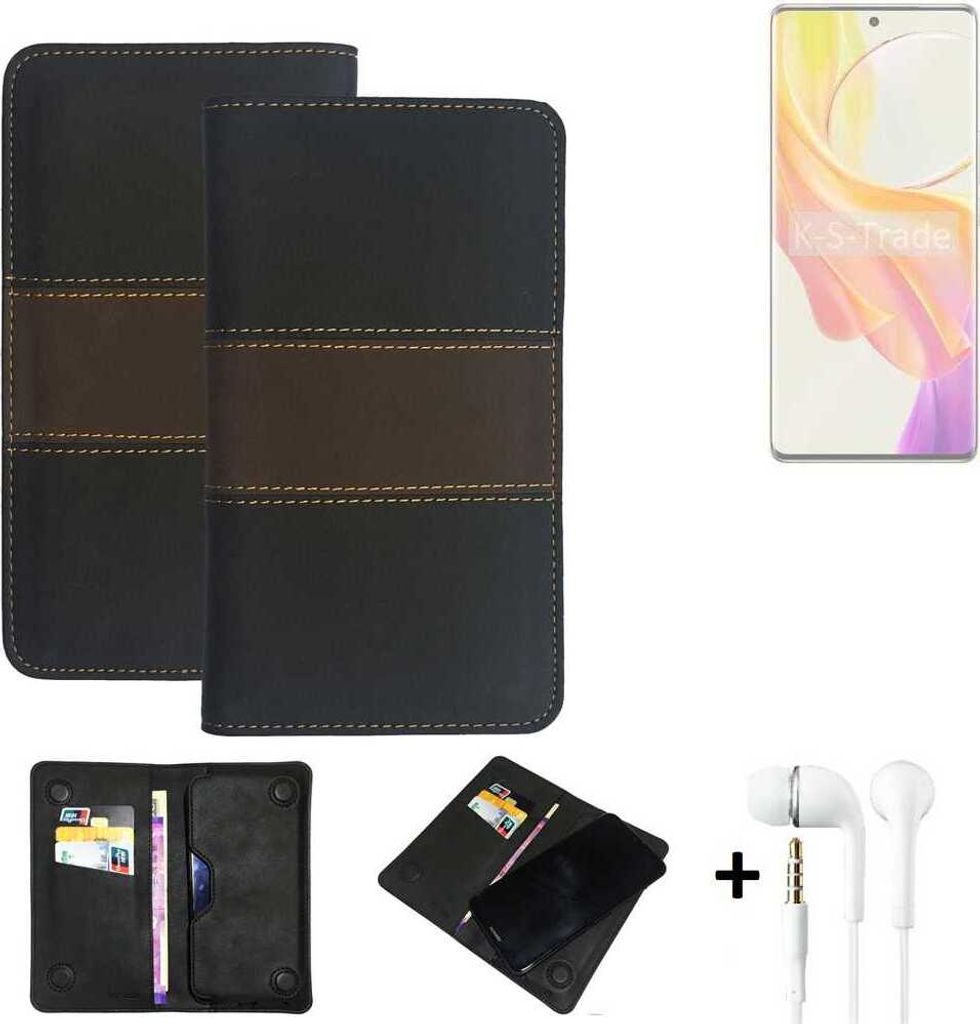 K-S-Trade Handyhülle + Kopfhörer kompatibel mit Vivo V29 Lite 5G Schutzhülle Walletcase Bookstyle Tasche Schutz Case Hülle Wallet Cover Kunstleder