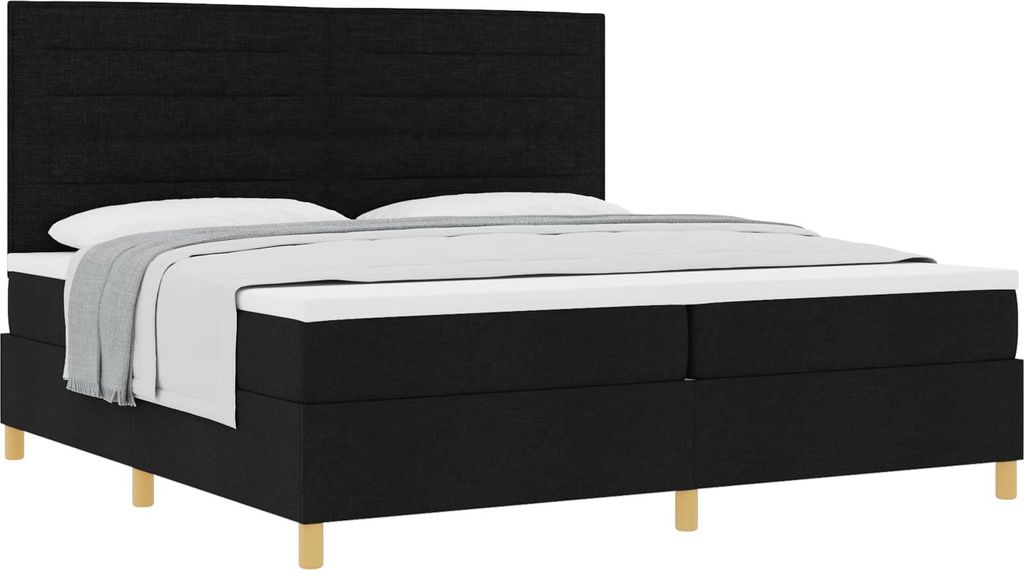 Boxspringbett mit Matratze Schwarz 200 x 200 cm Stoff