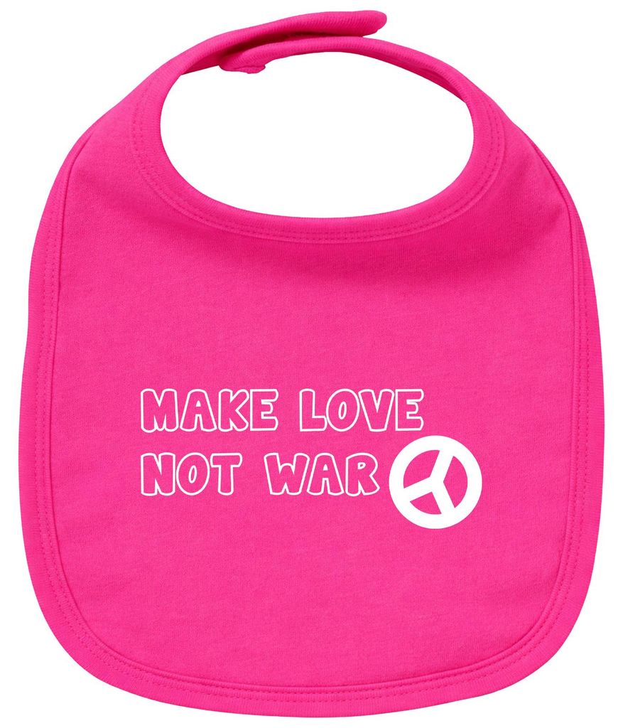 Huuraa Baby Lätzchen Make Love not War Cherry Pink Klettverschluss Baumwolle Latz Geschenkidee