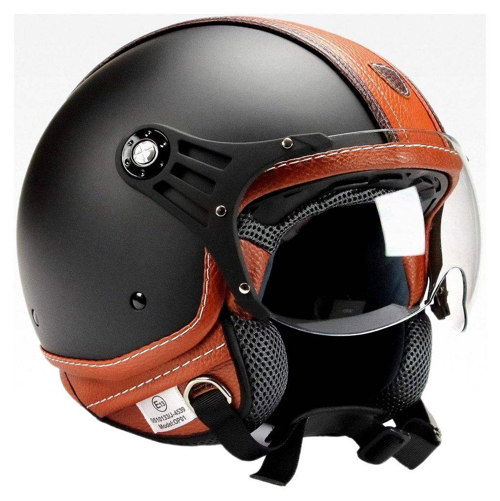 0P01-PL26 Jethelm Matt + Kunstleder, Motorradhelm, Schutzhelm Helm in der Größe M