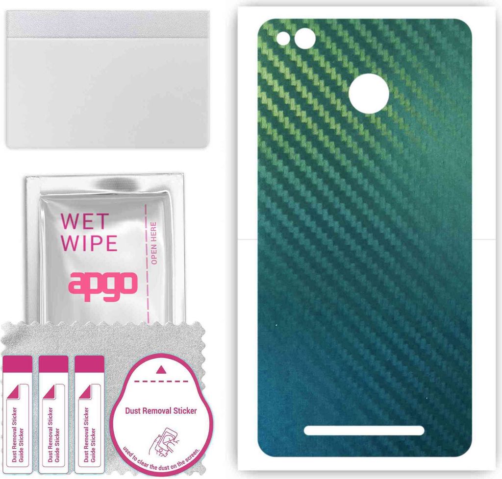 apgo Rückseite Schutzfolie, Skin, kompatibel mit Xiaomi Redmi 3, Hinten Displayschutzfolie aus Vinylfolie, kratzfest, einfache Montage - Kohlensto...