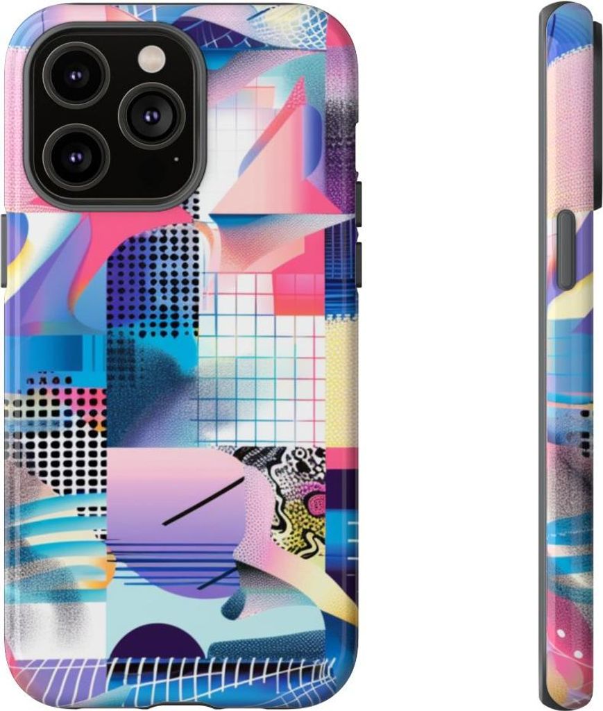 Buntes abstraktes Geometriemuster – Hülle Kompatibel mit iPhone 14 Pro Max