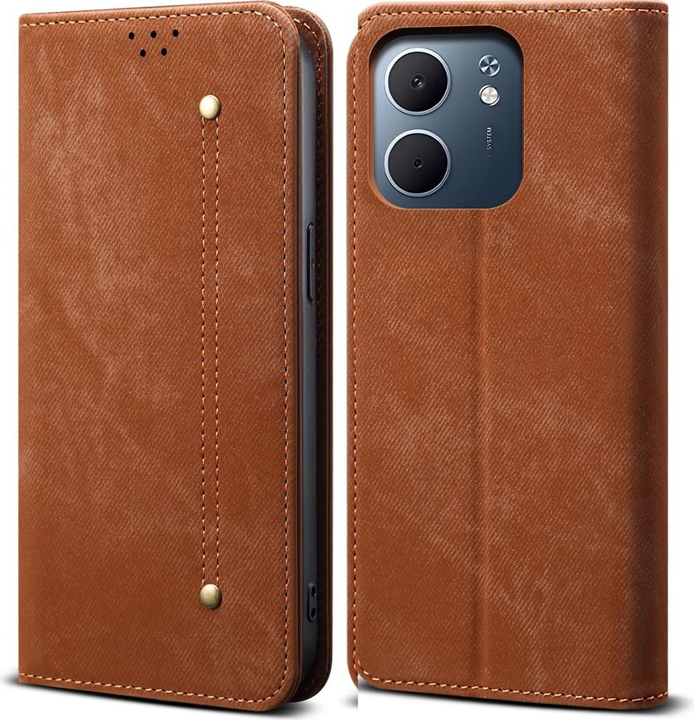 Hülle für Oppo A5X Leder Brieftasche Flip Bookstyle Schutzhülle mit Standfunktion Braun