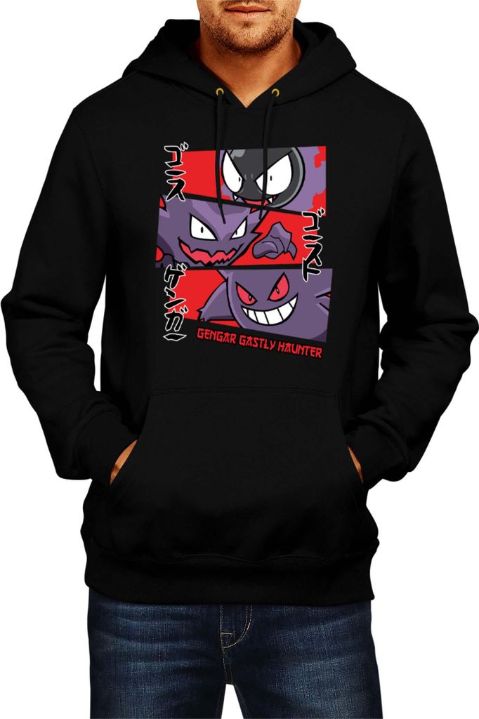 Herren Kapuzenpullover Japan Manga Anime Comics Animation Pokeball Haunter, Man M / Schwarz