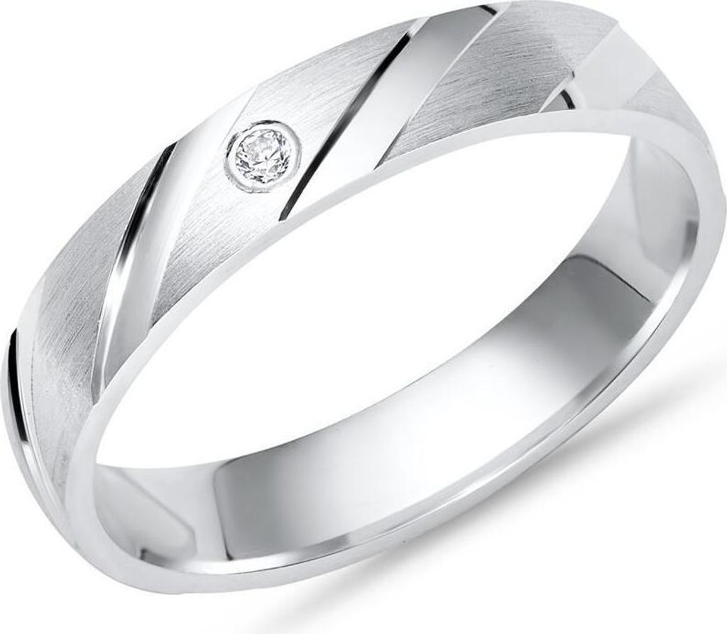Unique Silberring 925 Sterling Silber Zirkonia quermattiert 4mm breit