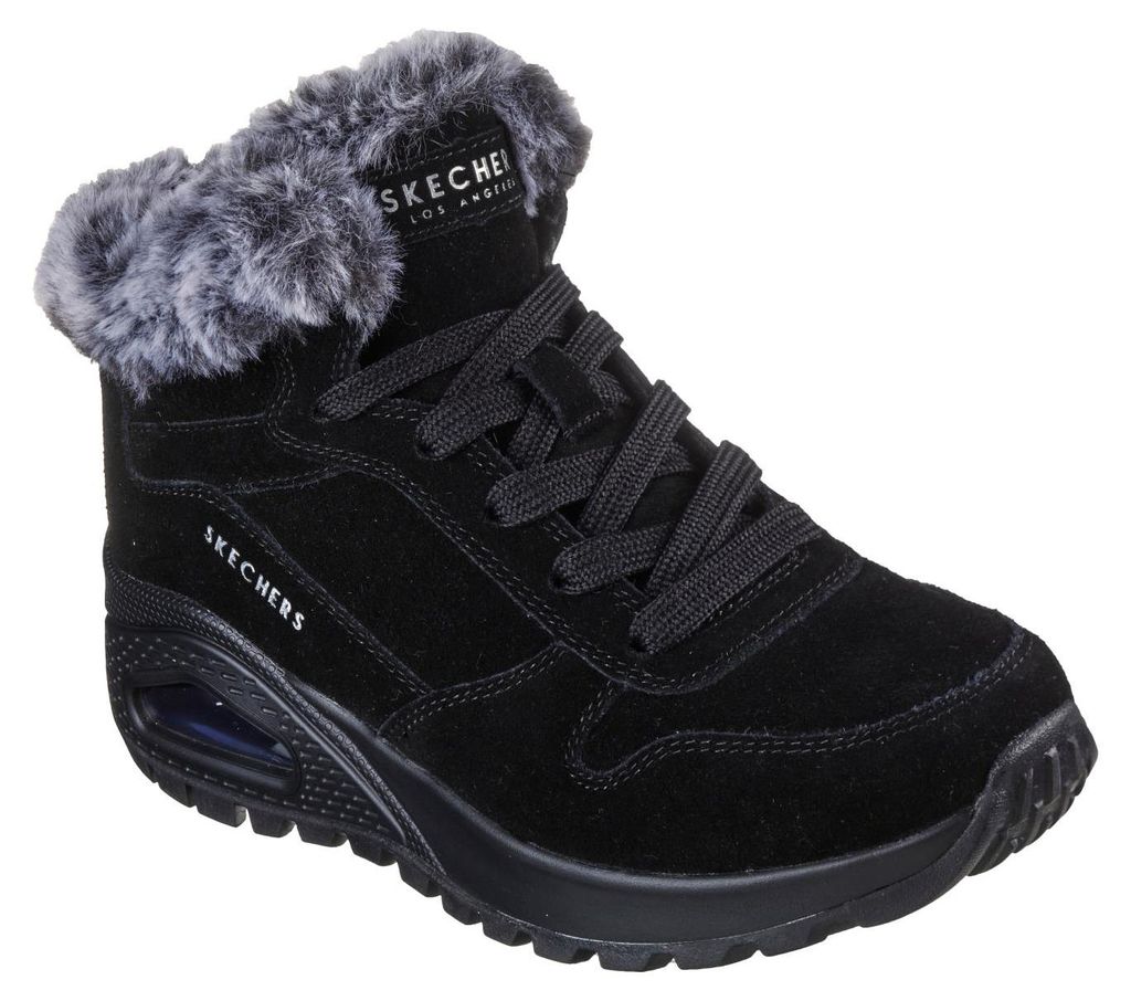 Skechers Damen Boots Uno Rugged 167433-BLK Schwarz Winterstiefel Memory Foam 35,5 EU