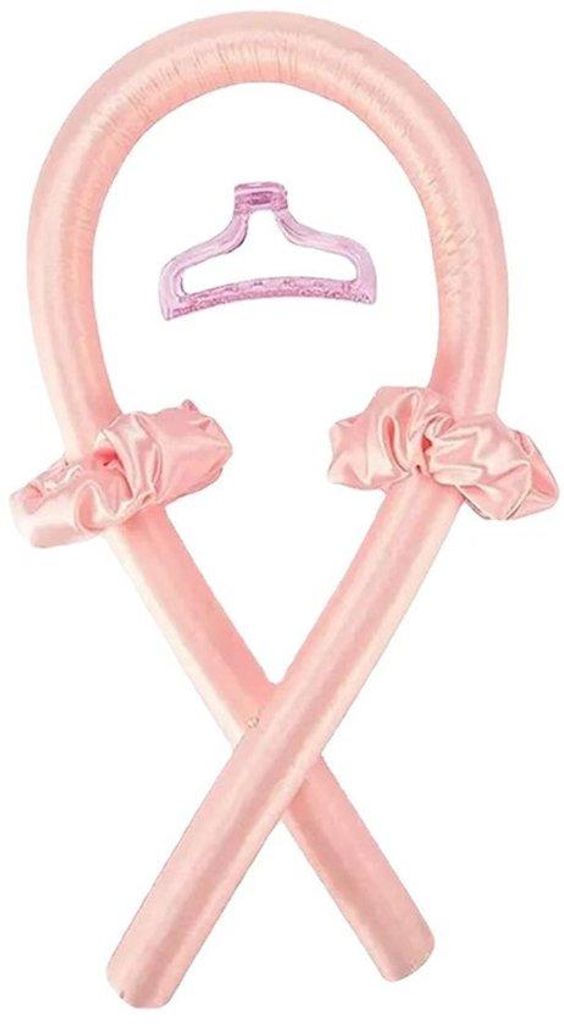 Haarstyler ohne Hitze, sanfte Seitenwellen, Wellenlocken, sanfte Schaumwellen (rosa)