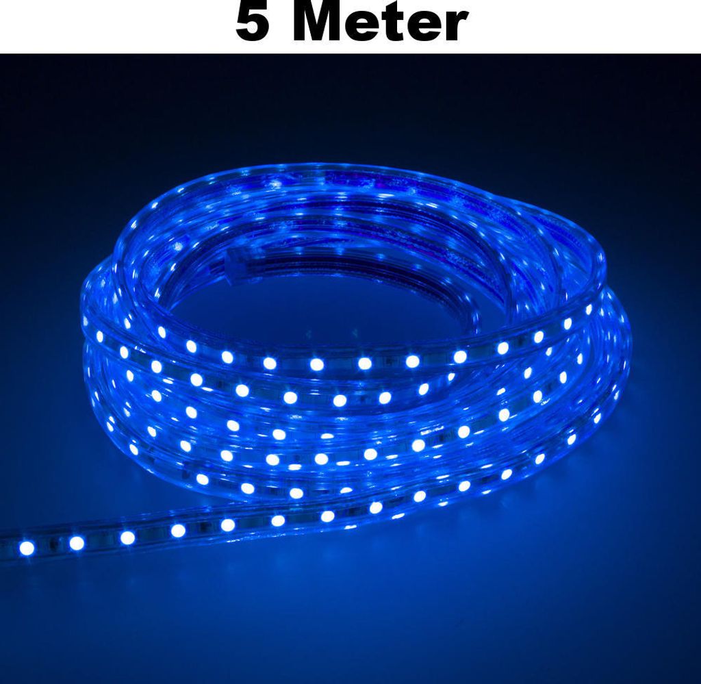 Leuchtstreifen SMD2835 60 LED/Meter LED Strip Stripe Lichtleiste Lichterkette Lichtband Lichtstreifen Band Blau 5 Meter Länge Komplett Set