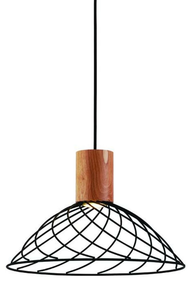 ACA Pendelleuchte TORNADE, Metall schwarz + Holz, 35 x 120 cm, OD95301PB