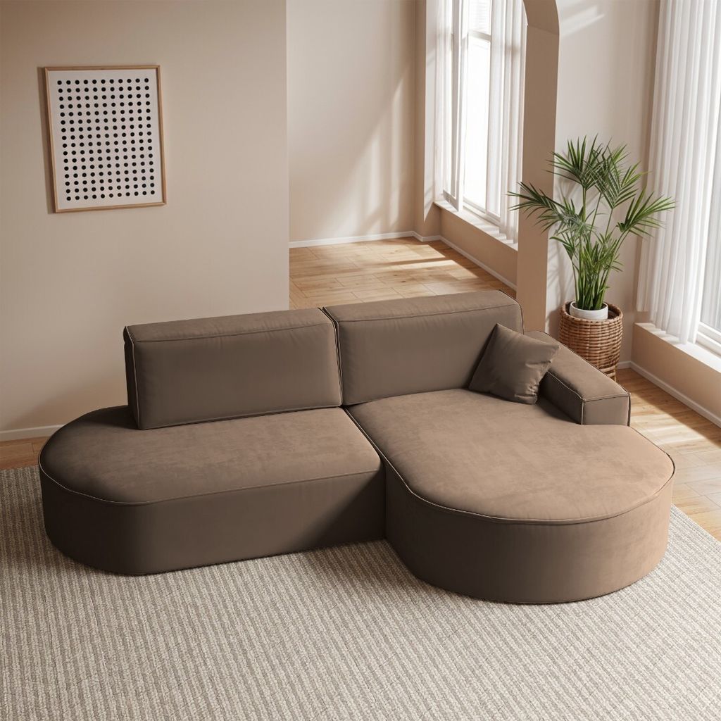 Kaiser Möbel Ecksofa Modena Pro mit Schlaffunktion und Bettkasten stoff Salvador - DUNKELBRAUN RECHTS