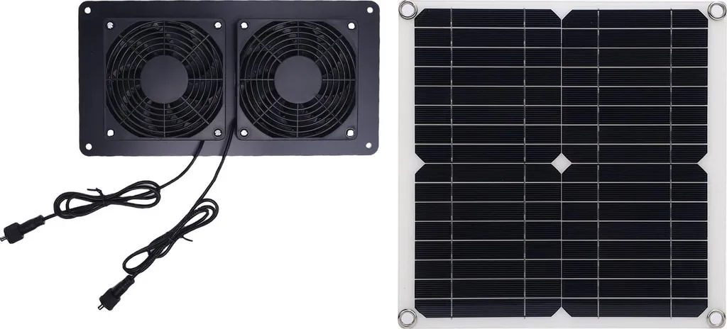 Double Ventilateur Solaire 12W Silicium Monocristallin Haute Efficacité