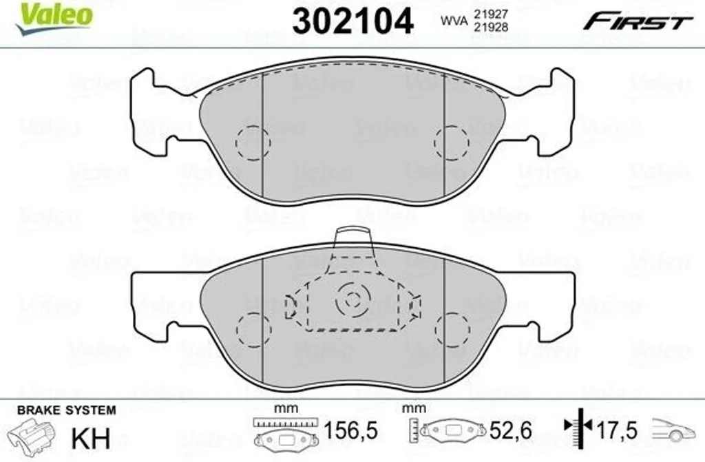 Plaquettes de frein avant pour Punto - Qualité Valeo OE 71752986