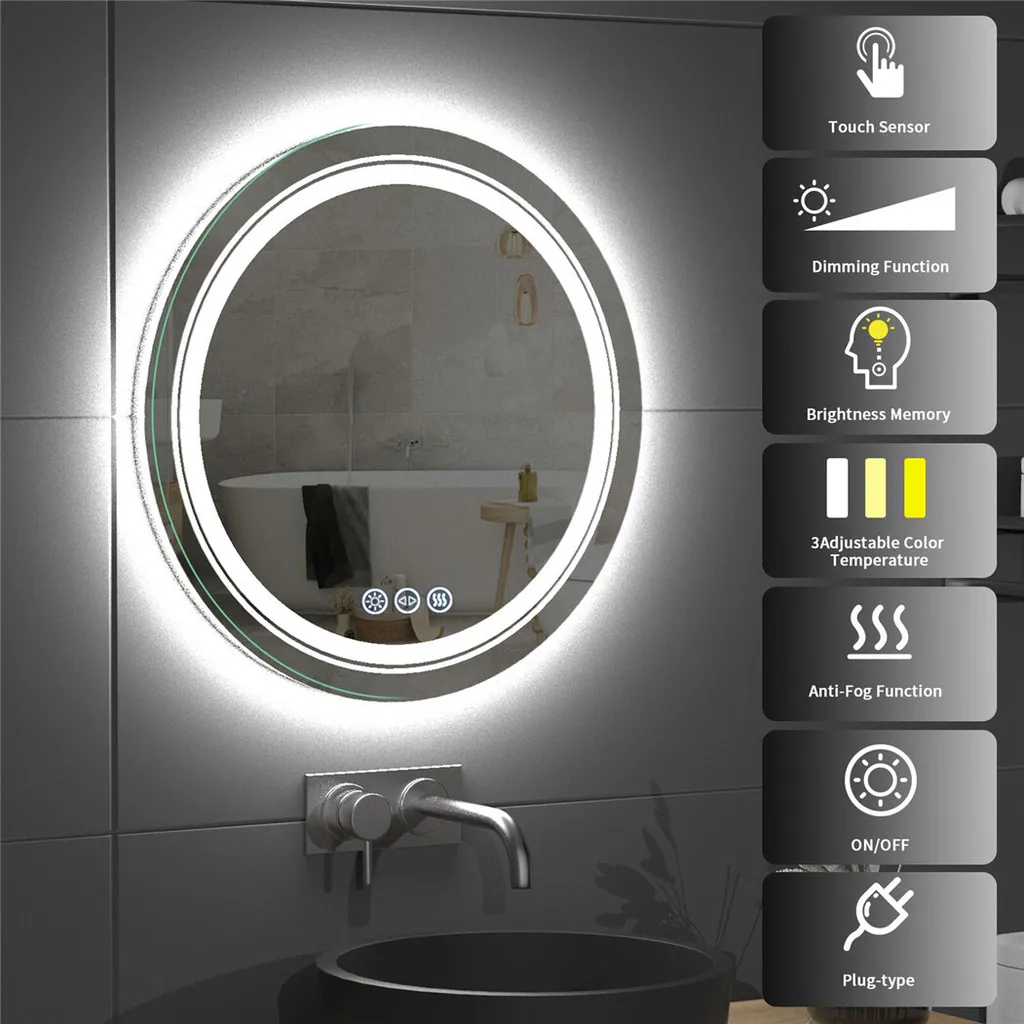 Miroir LED Rond Antibuée 60 cm Tactile IP56 Économie d'Énergie - 4