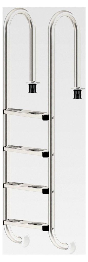 Poolleiter aus V2A Edelstahl mit 4 Stufen | 50,2 x 36,5 x 183 cm - Silber | mit Rutschsicherung | für Schwimmbad und Pool | Einstieg, Einbauleiter...