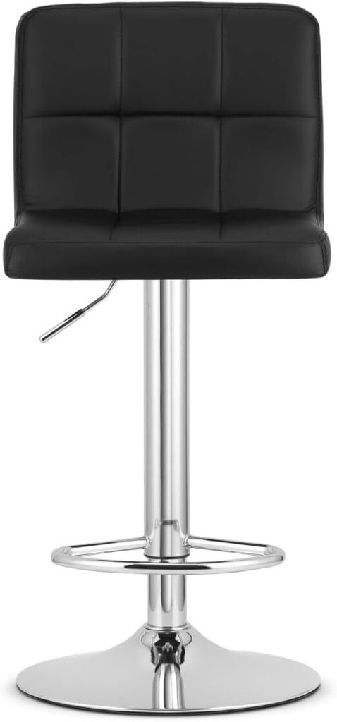VBChome Barhocker Schwarz Barstuhl Bistrohocker Höhenverstellbar und 360° Drehbar Fußstütze Tresenhocker Sitzmaterial- Schwarz Gestell Chrom