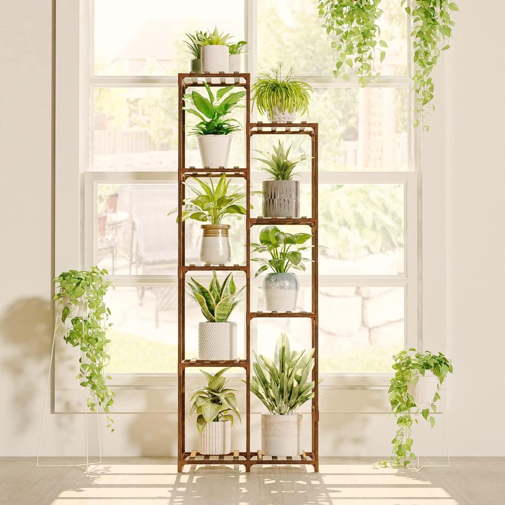 Pflanzenständer für drinnen und draußen, hohe Pflanzenleiter, Blumenständer für draußen, Pflanzenständer für Terrasse, Balkon und Garten (6...