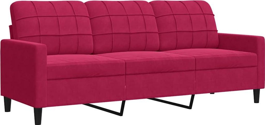 vidaXL 3-Sitzer-Sofa Weinrot 180 cm Samt