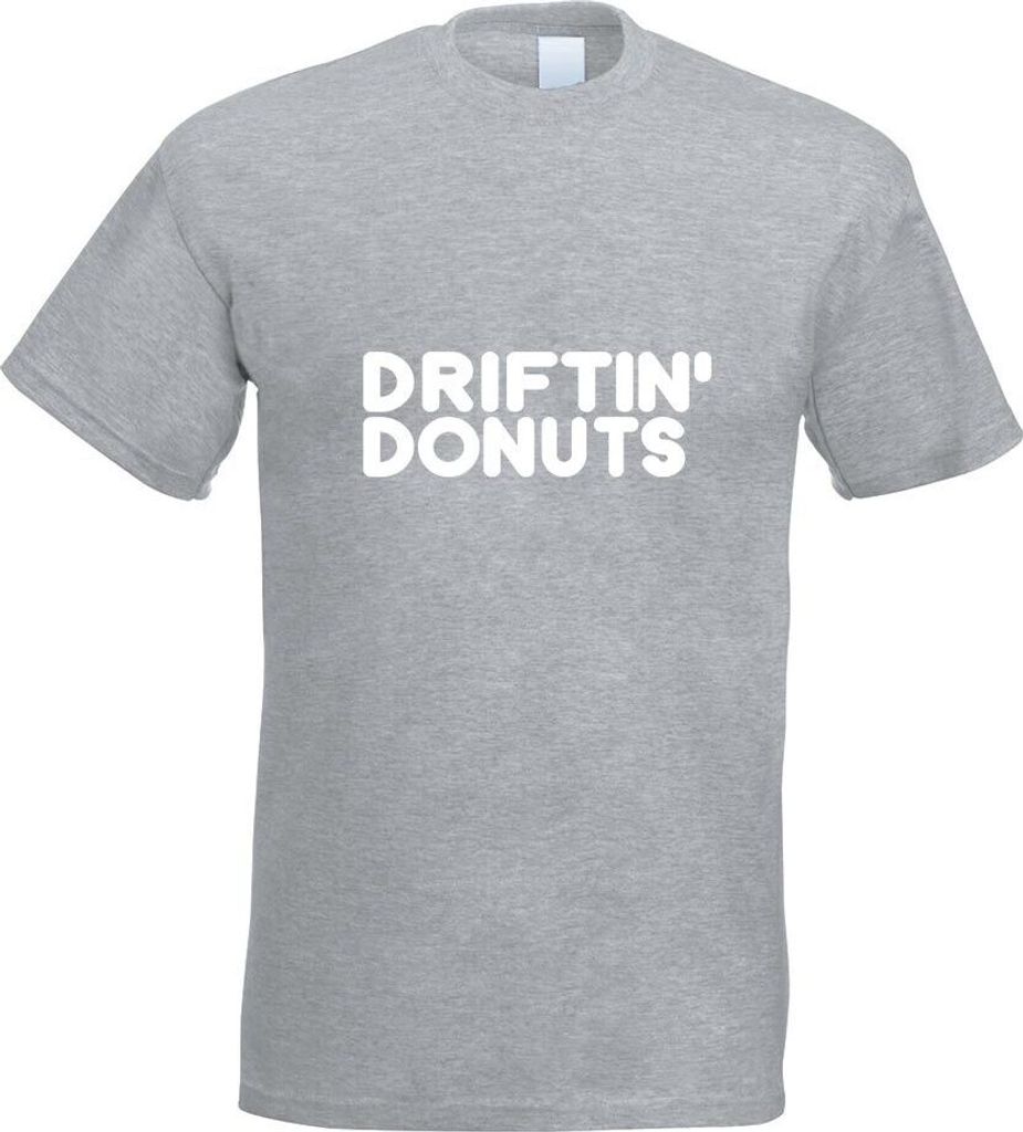 Kiwistar - T-Shirt - Graumeliert - Driftin' Donuts Motiv2 Motiv Bedruckt Funshirt Design Print - mit Motiv Bedruckt - Funshirt Design - Sport - Fre...