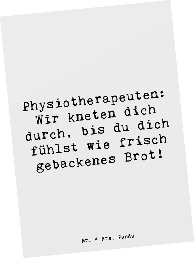 Mr. & Mrs. Panda Postkarte Spruch Physiotherapeut Kneten - Produktbild 