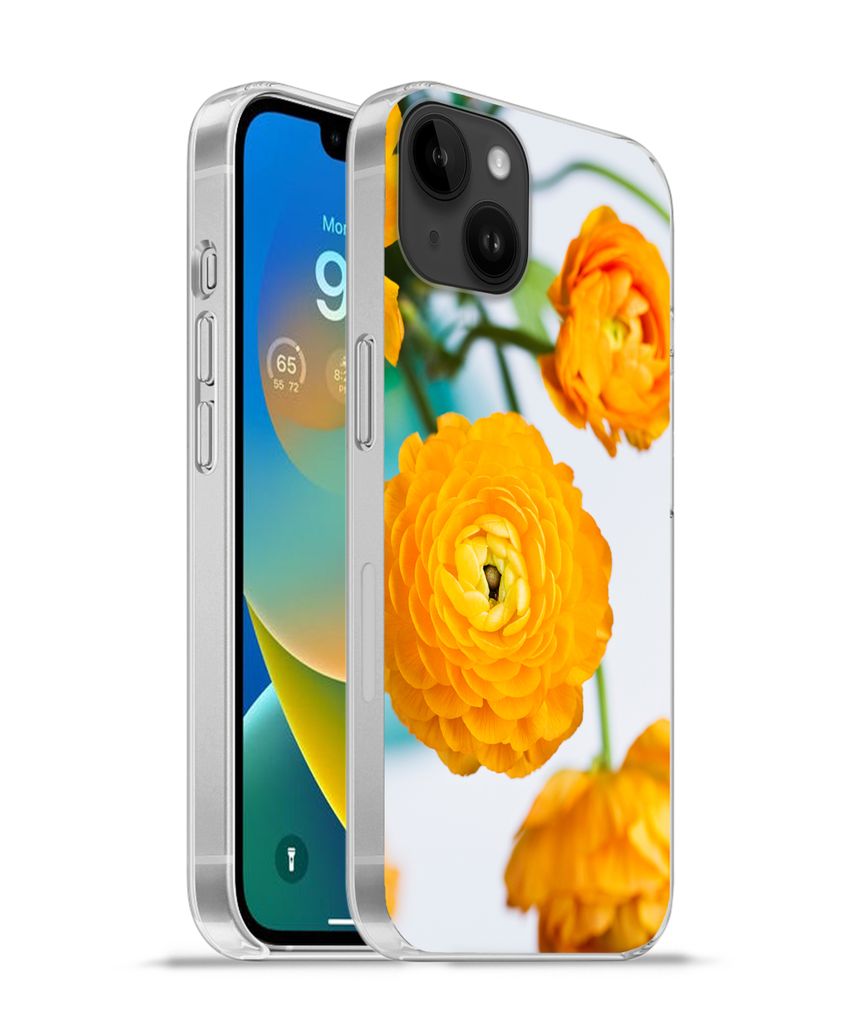 MuchoWow Handyhülle Schutzhülle Hülle für Apple iPhone 14 Plus - Soft case Blumen - Draußen - Orange Silikon Softcase Handy Hülle - Abbildung