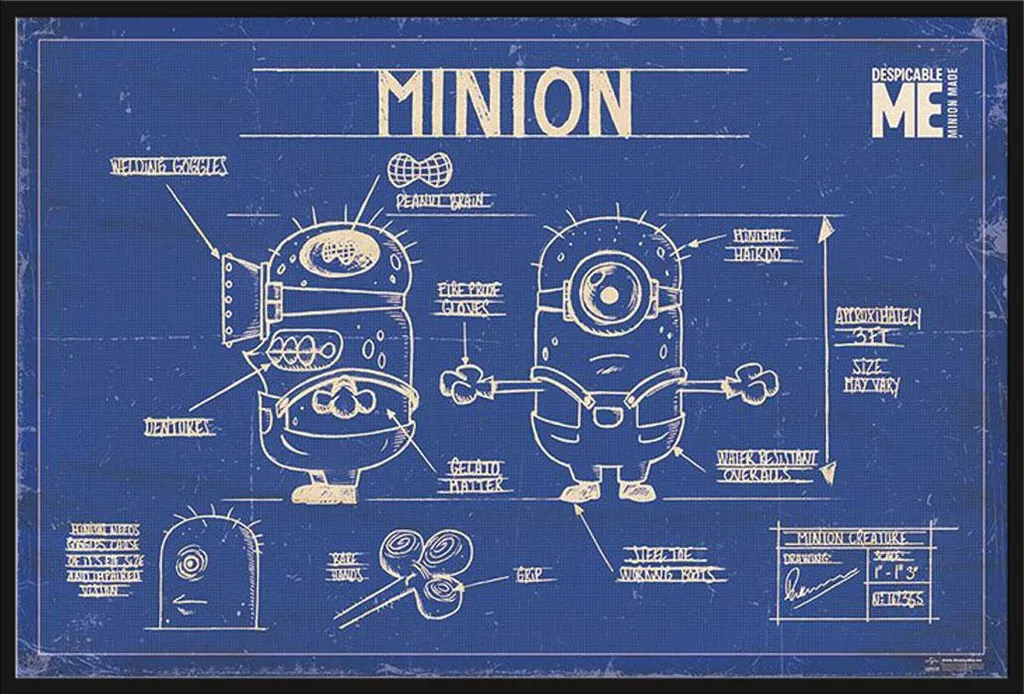 Cadre avec affiche Minions Moi Moche et Méchant pour chambre enfant 61cm