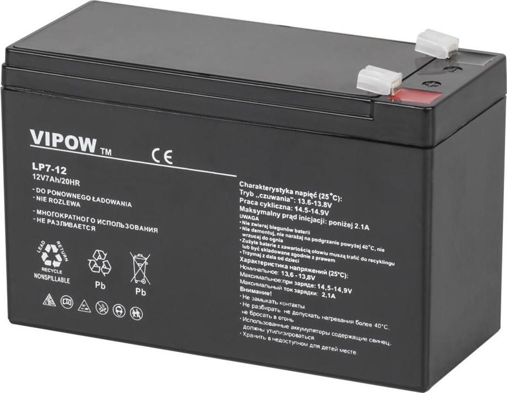 Vipow Lead Acid Battery 12V 7.0Ah 2.15Kg Produktbild 