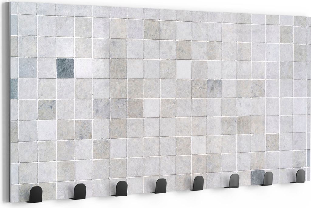 DEQORI Kleiderhaken Glas 60x30 cm 'Fliesenwand aus Keramik' Wand Garderobe beschreibbar