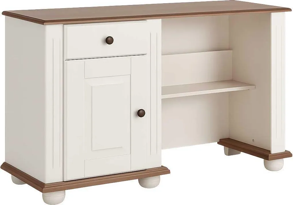 Bureau de travail Laurel 120cm bicolore blanc et bois pour home office