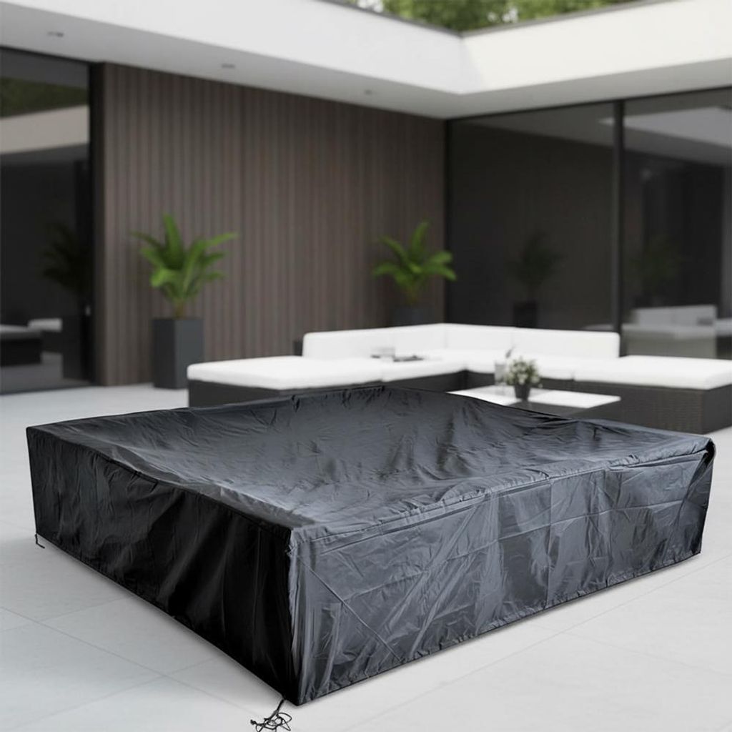Schutzhülle Gartenmöbel 240×240×52 cm schwarz wetterfest mit Kordelzug