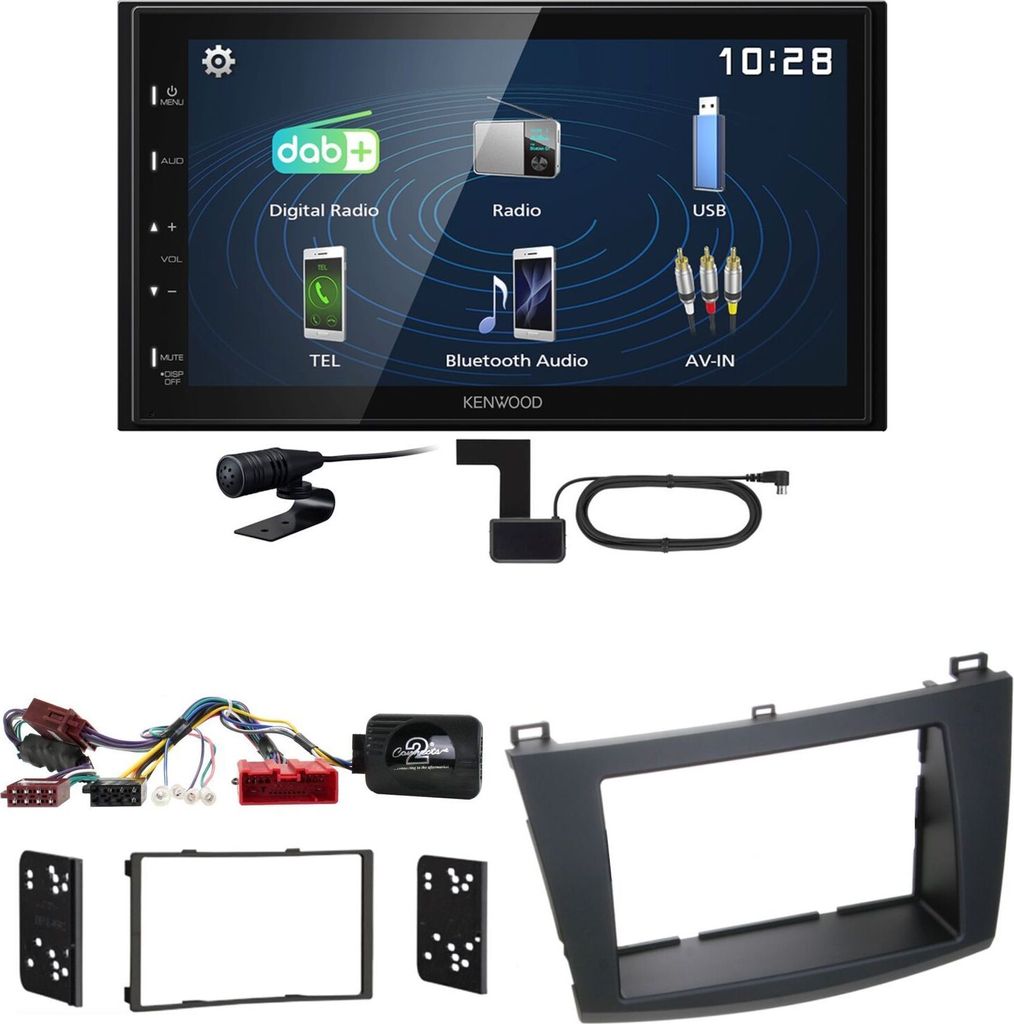 Kenwood DMX129DAB DAB+ Bluetooth USB Einbauset für Mazda 3 BL