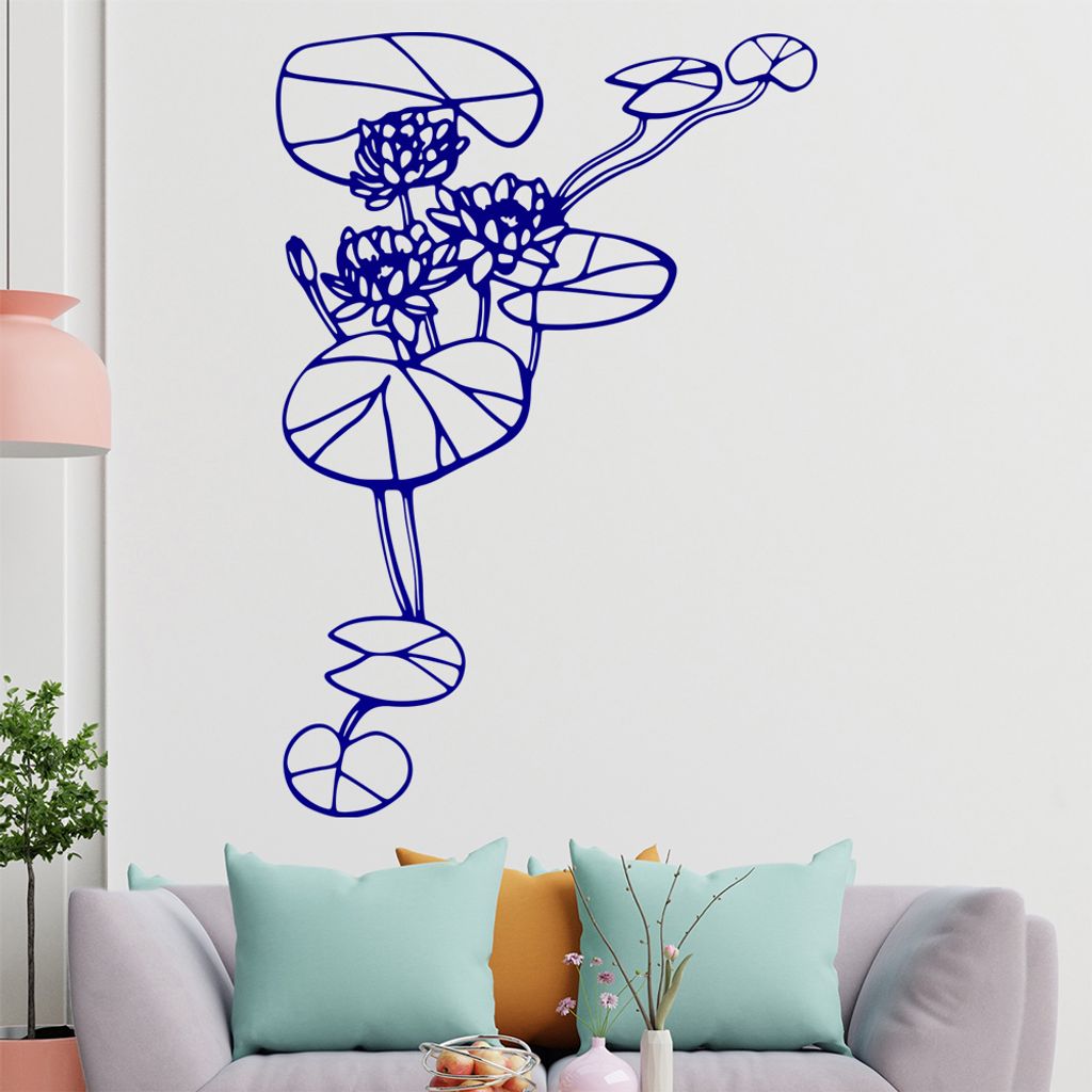Seerose - Pflanzen Wandtattoo in 6 Größen - Wandaufkleber Wall Sticker - Dekoration, Küche, Wohnzimmer, Schlafzimmer, Badezimmer