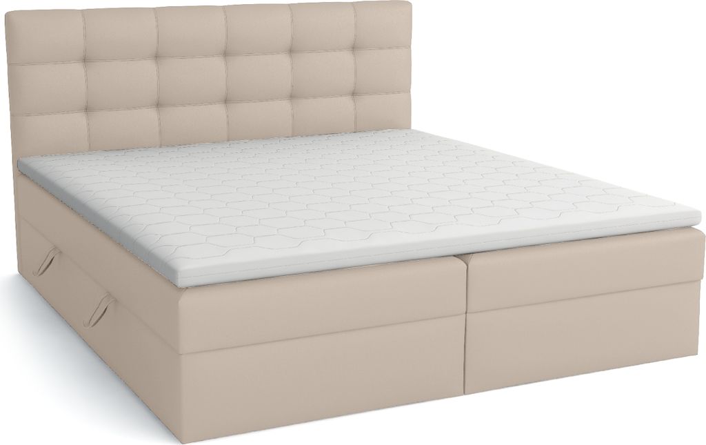 FEDVE Boxspringbett Schlafzimmerbett TOMORI mit 2 Bettkästen, Doppelbett mit Bonell-Matratze und Topper 180x200