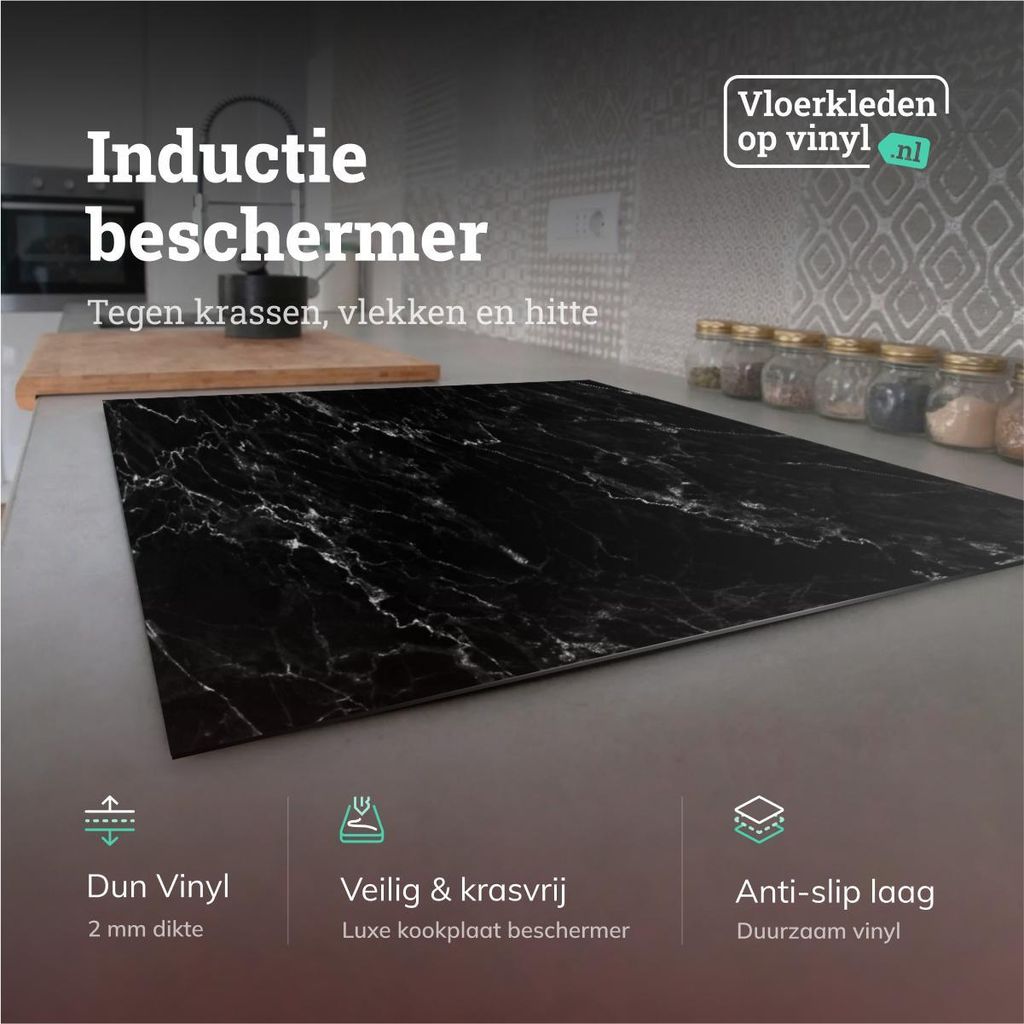 Induktionsschutz | dunkler Marmor | 71 x 52 cm