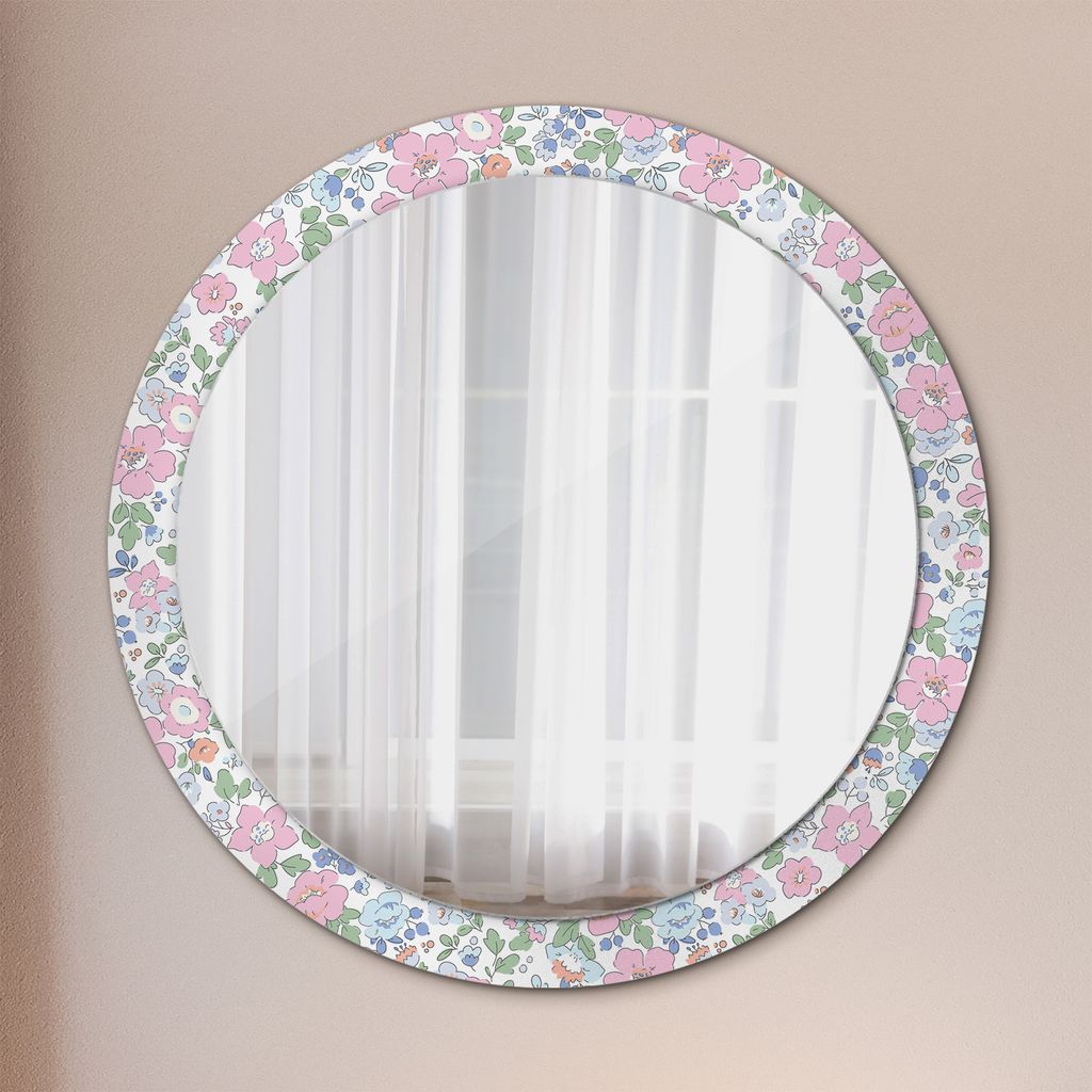 Spiegel - Mirror zum Wandspiegel Schlafzimmer – Schminkspiegel- sanft Blumen- Ø90cm