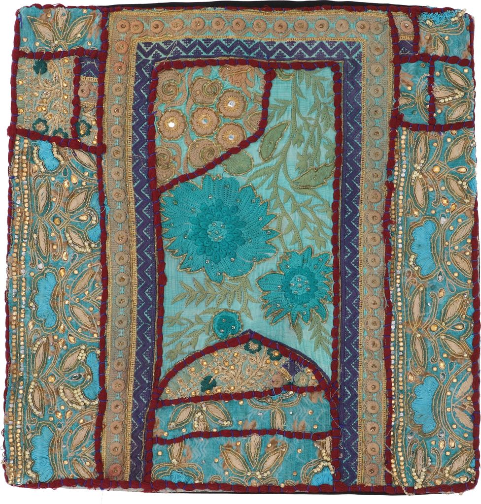 Patchwork Kissenhülle, Dekokissen Bezug aus Rajasthan, Einzelstück - Muster 61, Mehrfarbig, Baumwolle, 40*40 cm, Zierkissen, Dekokissen, Sofakissen