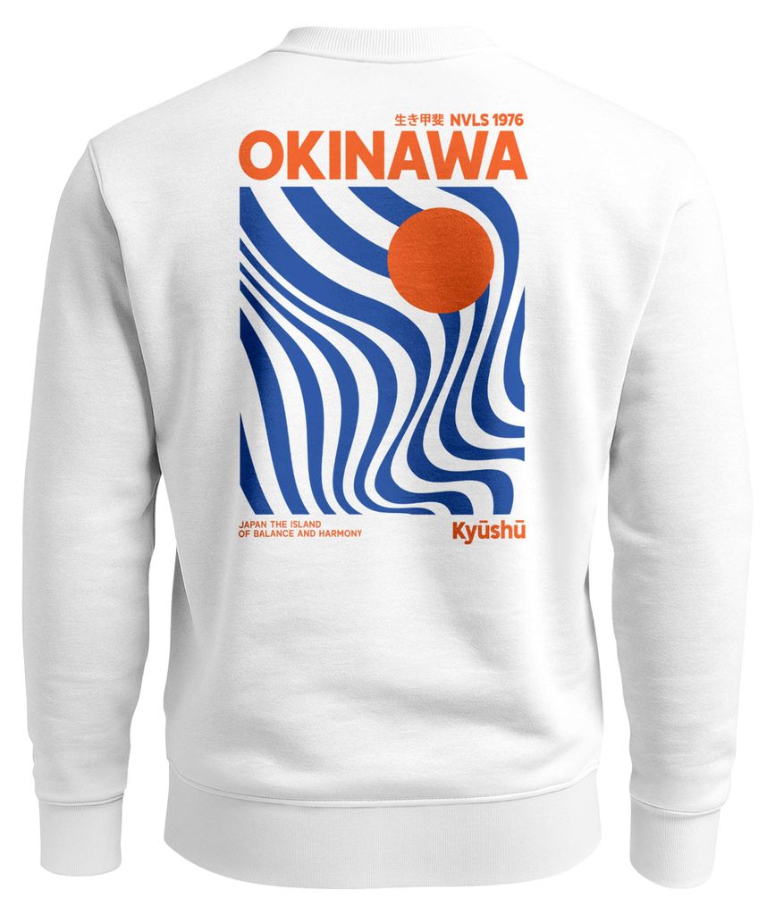 Sweatshirt Herren Pullover mit Backprint Okinawa Kyūshū Japan Design Retro Grafik Print Fashion Streetwear Neverless