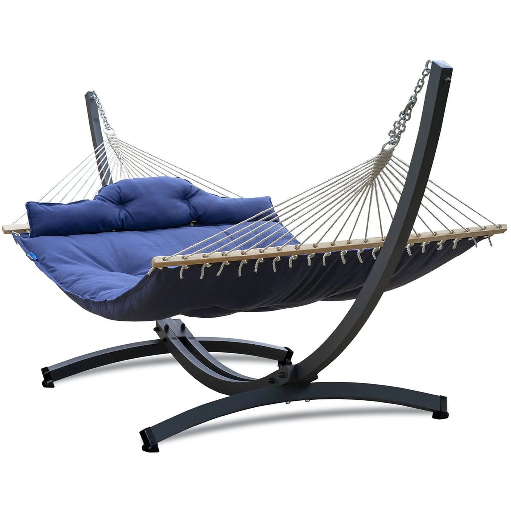 Potenza Outdoor Hängematte mit Gestell für 2 Personen I Atlanta Stabhängematte XXL 210x140 cm 200kg I Tytan Hängemattengestell 350kg Wetterfest