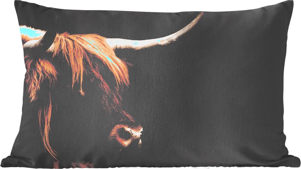 MuchoWow Zierkissen Sofakissen Wohnzimmer Dekokissen 60x40 cm Schottisches Hochlandrind - Tiere - Kuh - Kopfkissen - Polster mit Foto