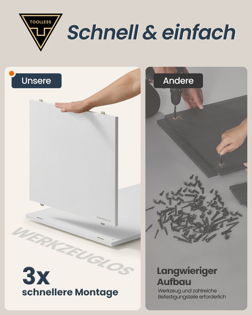 SONGMICS Katzenklo-Schrank Mit Werkzeugloser Montage - Beistelltisch Mit Push-to-Open Türen