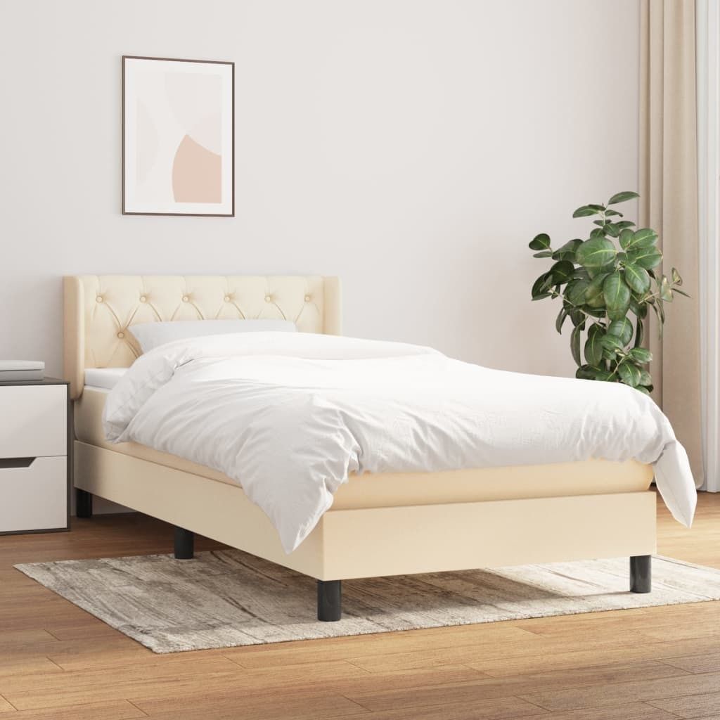 The Living Store Boxspringbett mit Matratze Creme 80x200 cm Stoff