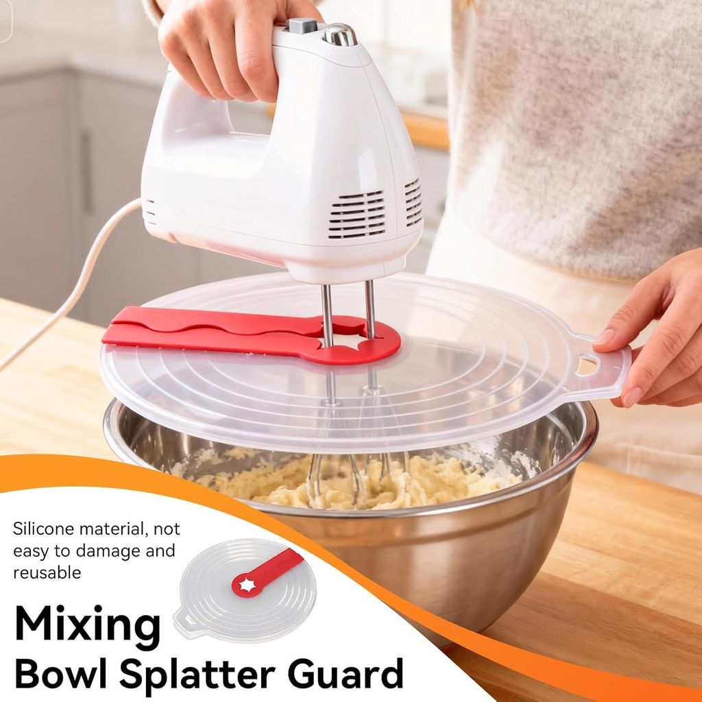 Zweiteiliger Spritzschutz für elektrische Küchenmaschinen, Spritzschutz für Rührbesen, Silikon-Spritzschutz für Handmixer, Schüsseldeckel fü...