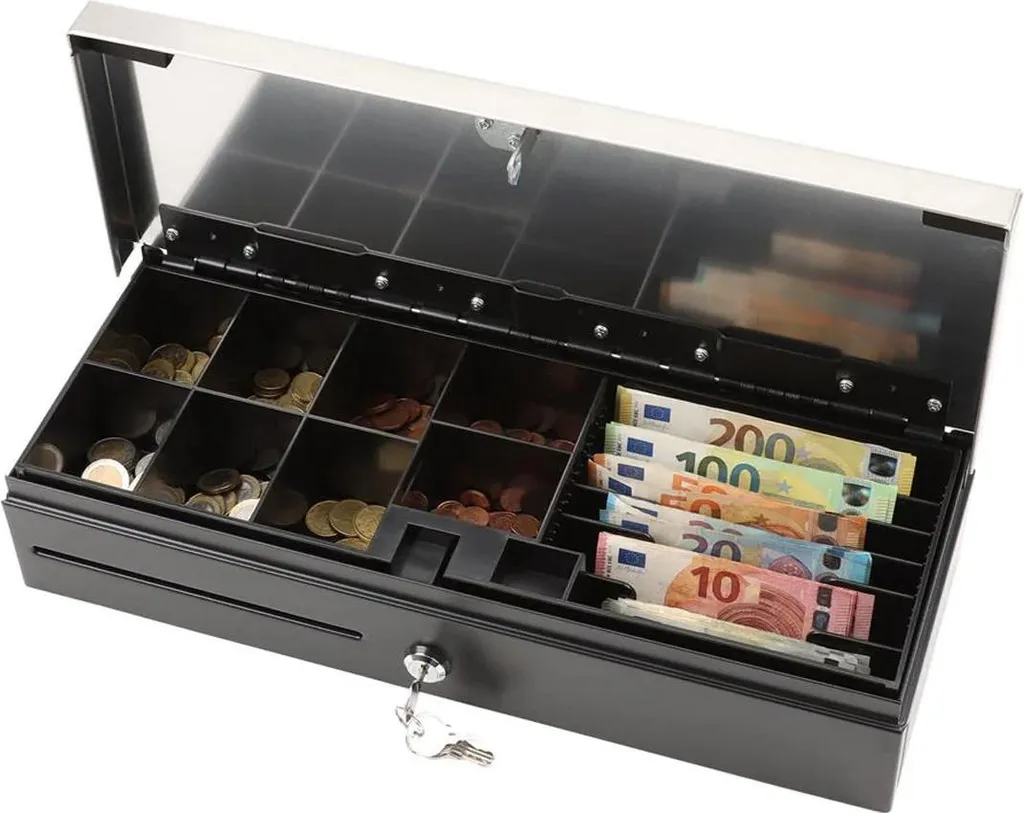 Olympia 170S Edelstahl: Cassetto Cassa Flip-Top in Acciaio Inox POS