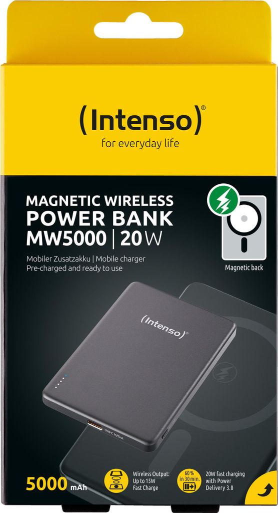 Intenso 7344024 Intenso Magnetic Wireless Power Bank 5000 Productafbeelding 