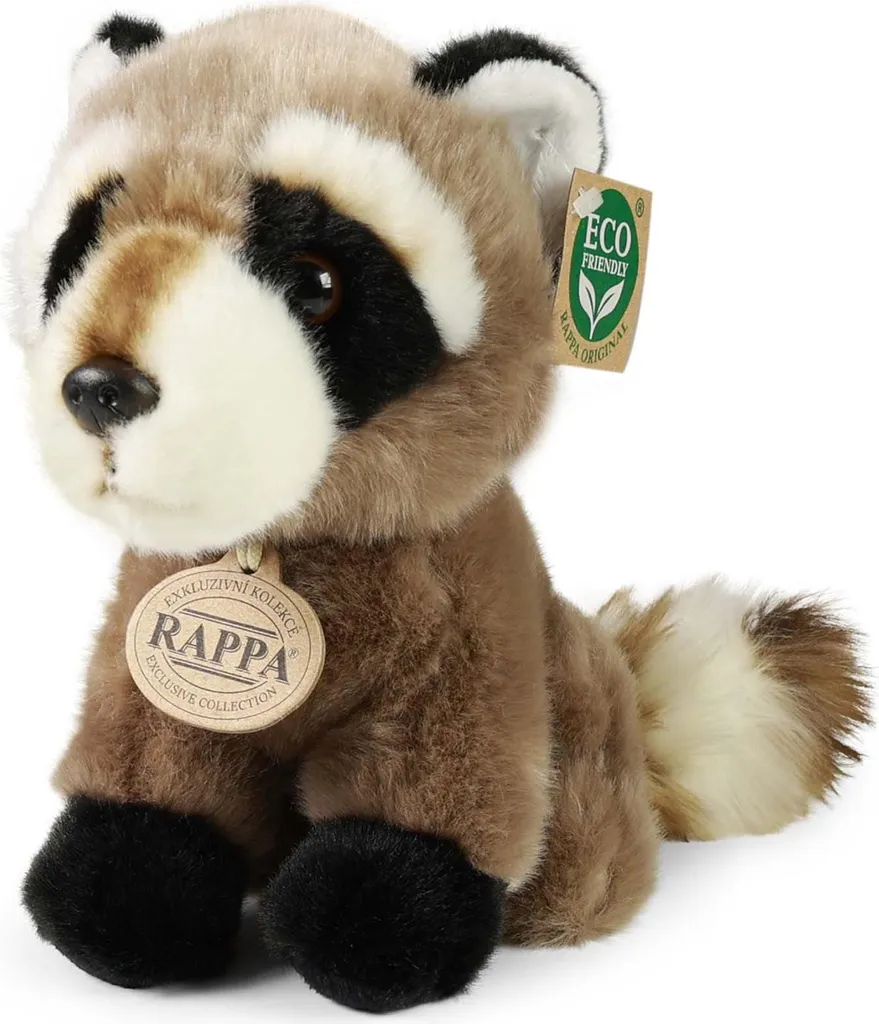 Petite peluche raton laveur 18 cm douce avec queue annelée grise - 5